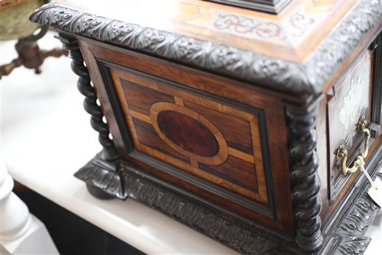 A 19th century Flemish ebony and rosewood table top cabinet, 19.5in.
